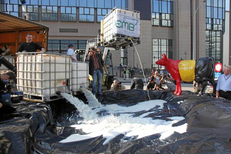 Demostration of dairy farmers in Brussels